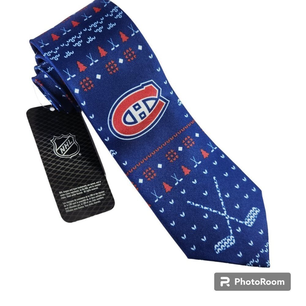 Montreal Canadians Necktie NHL Calhoun Hockey Sticks All Over Design